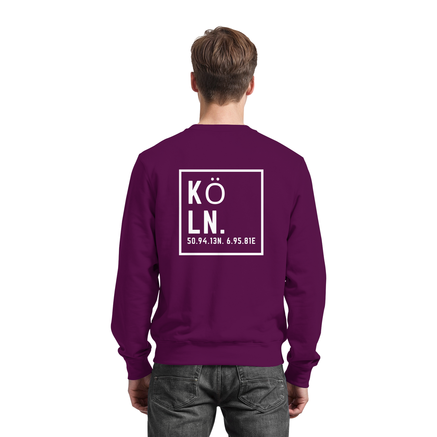 Köln Koordinaten (großer Druck auf dem Rücken) - Basic Sweatshirt