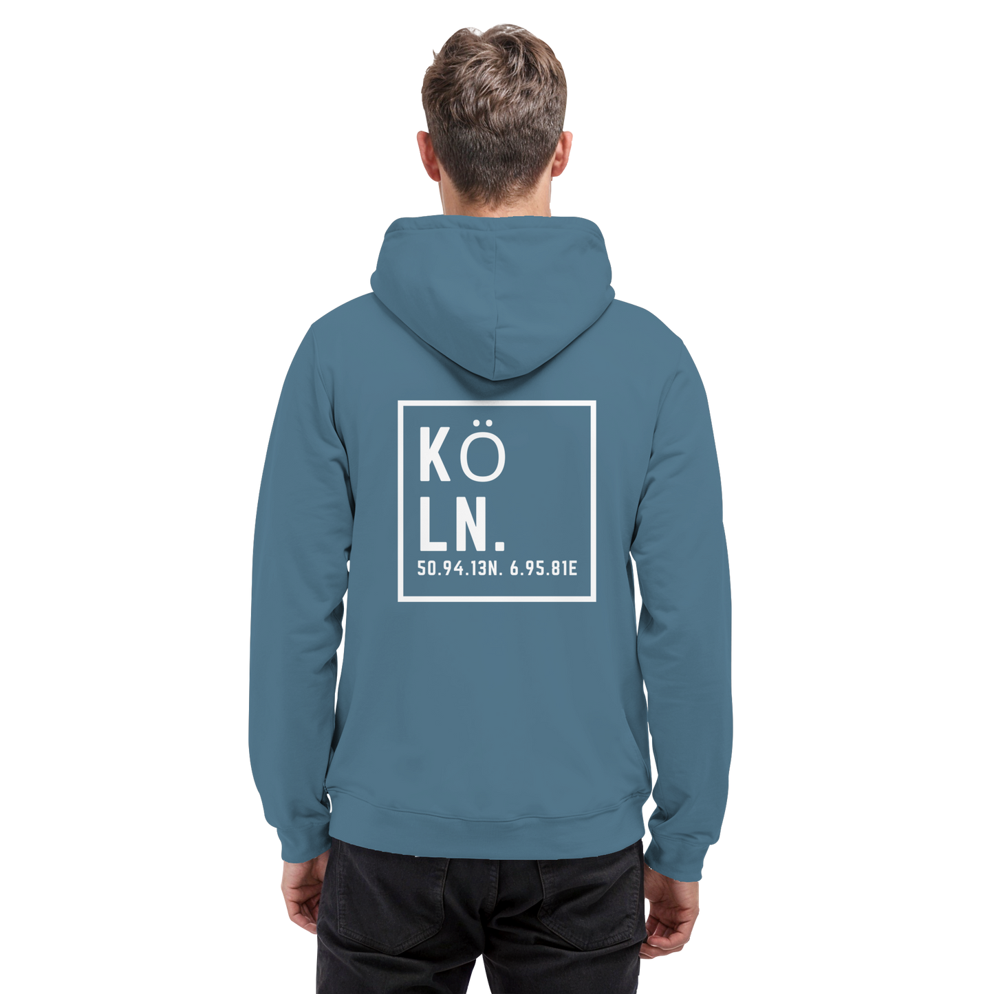 Köln Koordinaten (großer Druck auf dem Rücken) - Basic Unisex Hoodie
