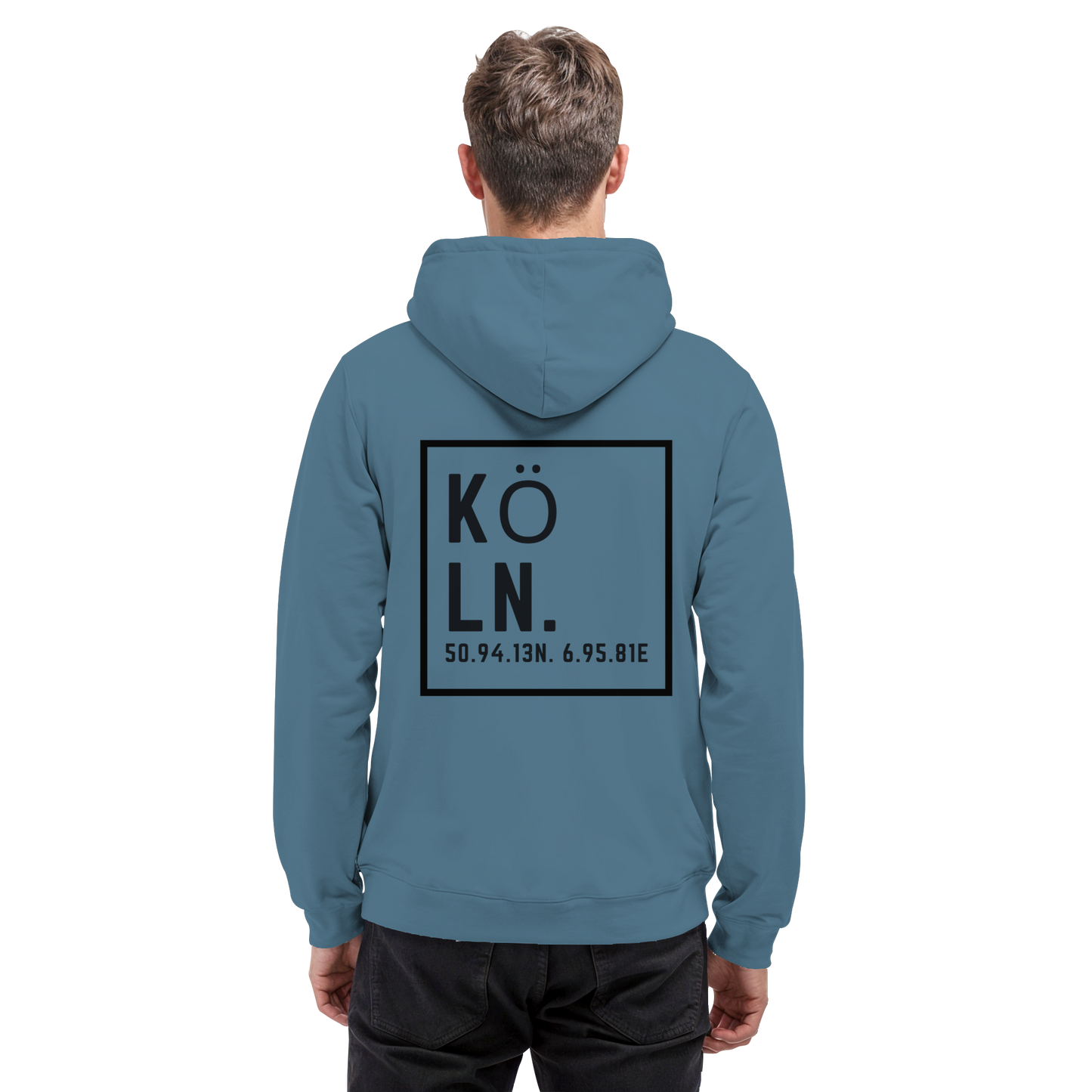 Köln Koordinaten (großer Druck auf dem Rücken) - Basic Unisex Hoodie