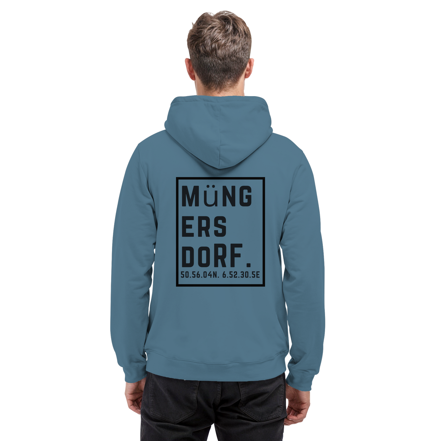 Müngersdorf Koordinaten (großer Druck auf dem Rücken) - Basic Unisex Hoodie