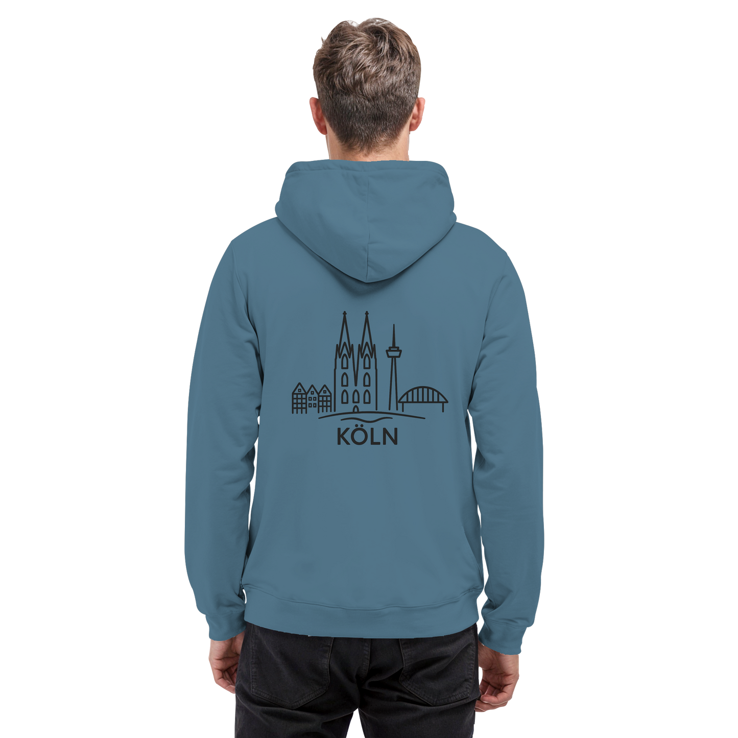 Köln Skyline (großer Druck auf dem Rücken) - Basic Unisex Hoodie