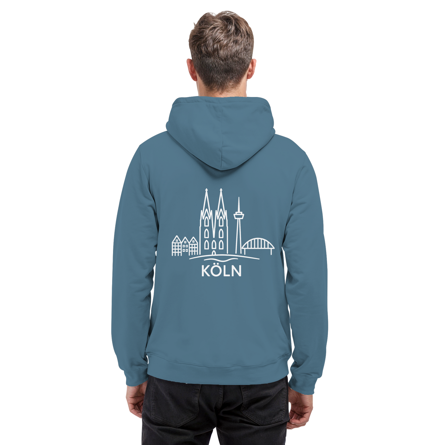 Köln Skyline (großer Druck auf dem Rücken) - Basic Unisex Hoodie