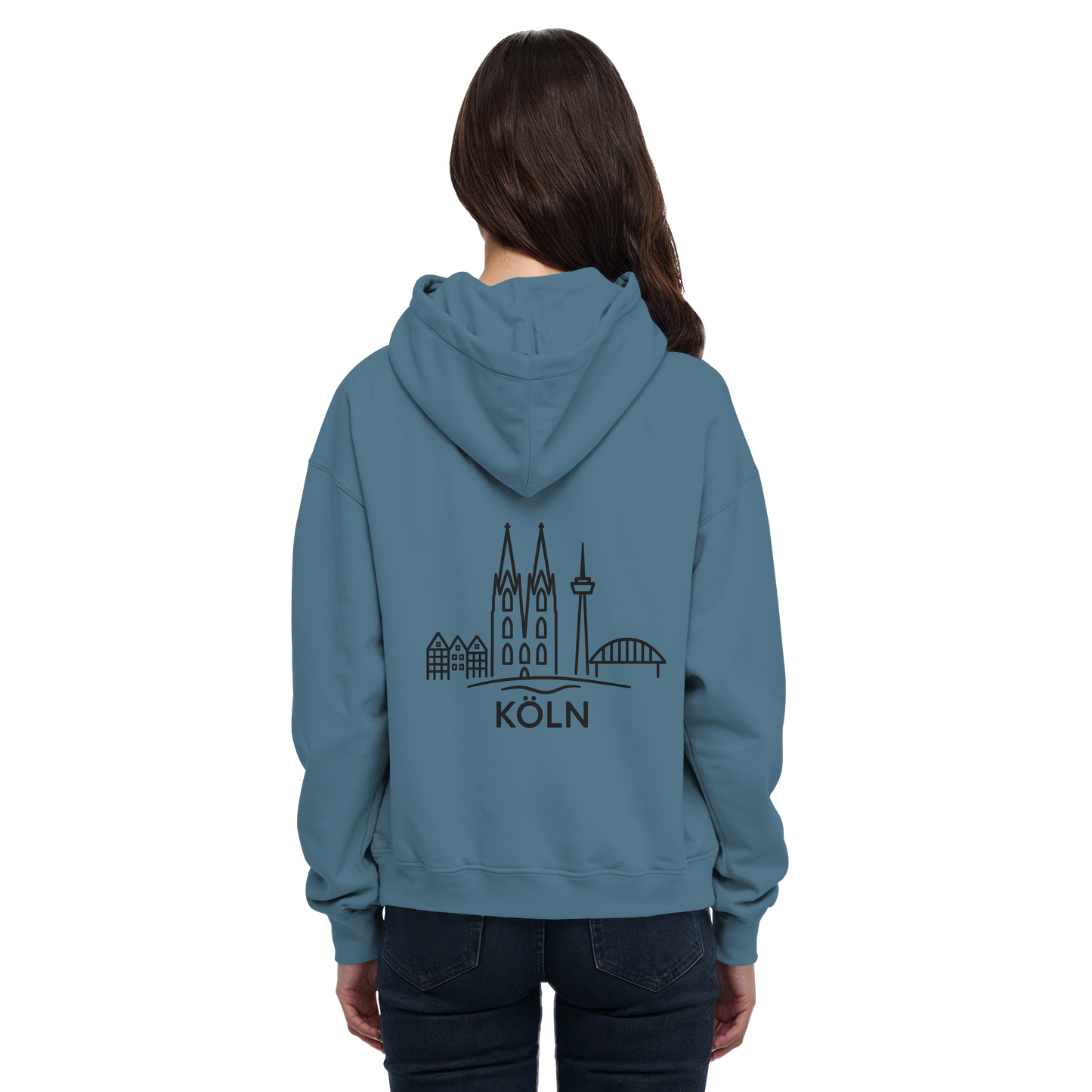 Köln Skyline (großer Druck auf dem Rücken) - Basic Unisex Hoodie