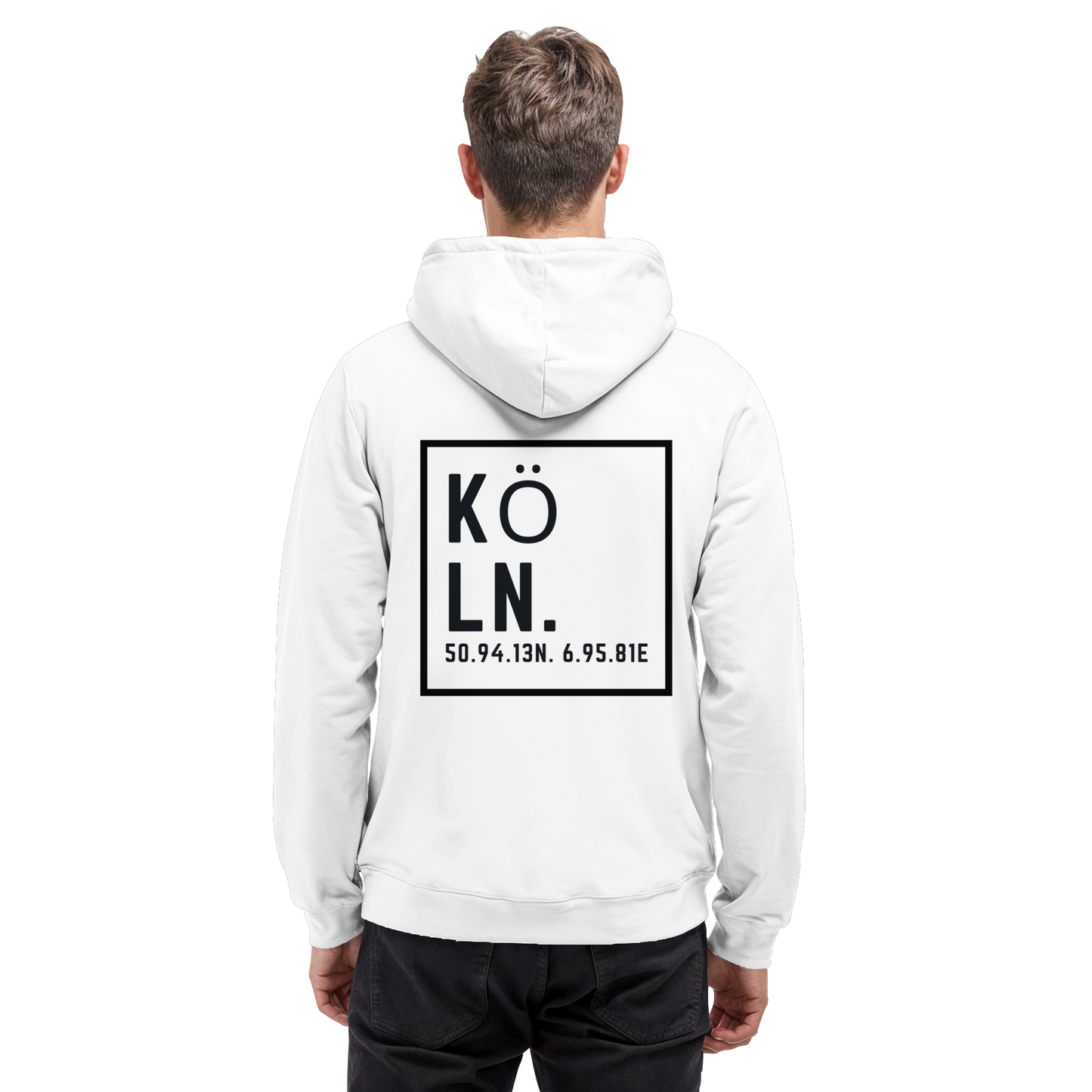 Köln Koordinaten (großer Druck auf dem Rücken) - Basic Unisex Hoodie
