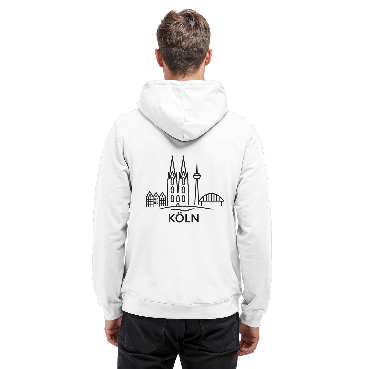 Köln Skyline (großer Druck auf dem Rücken) - Basic Unisex Hoodie