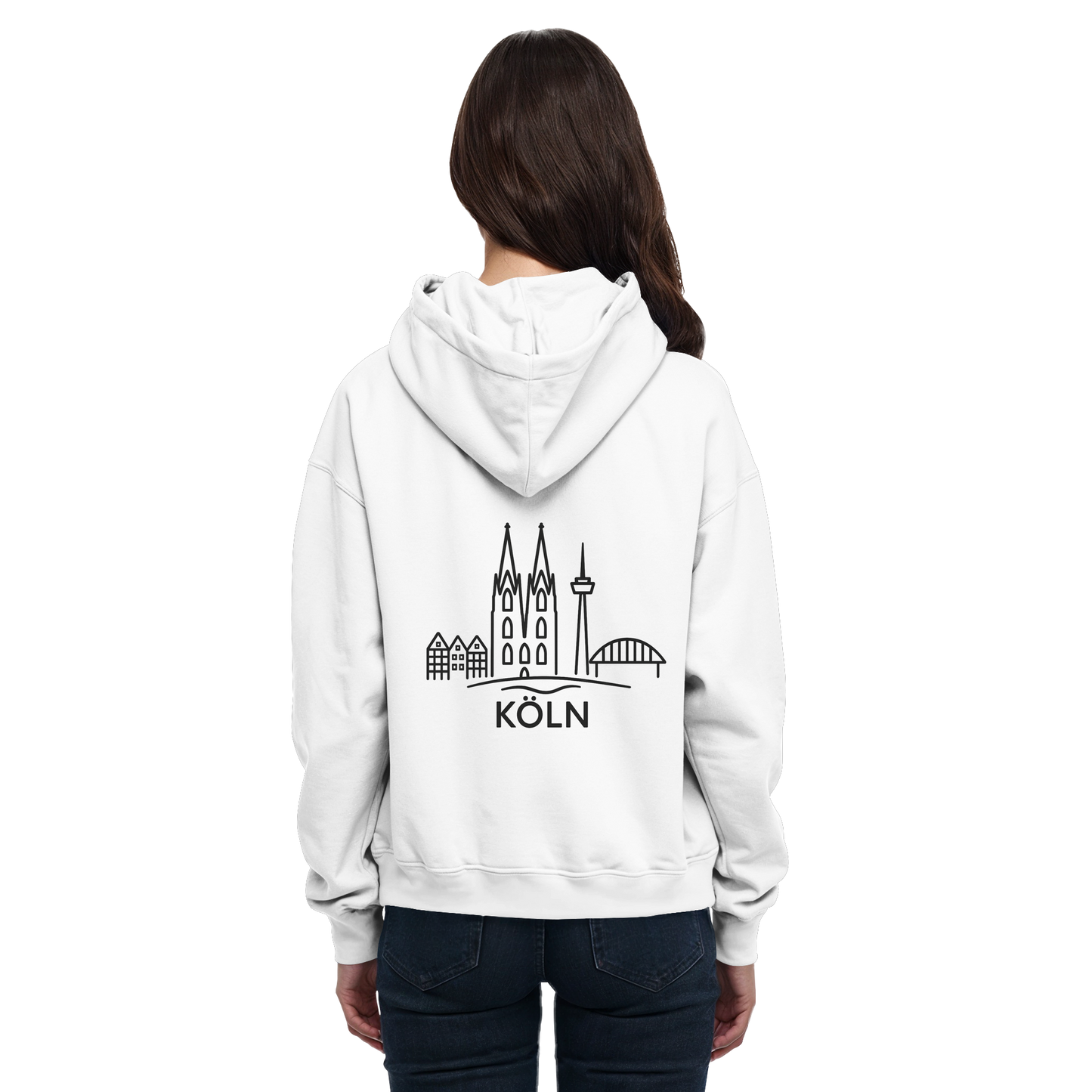 Köln Skyline (großer Druck auf dem Rücken) - Basic Unisex Hoodie