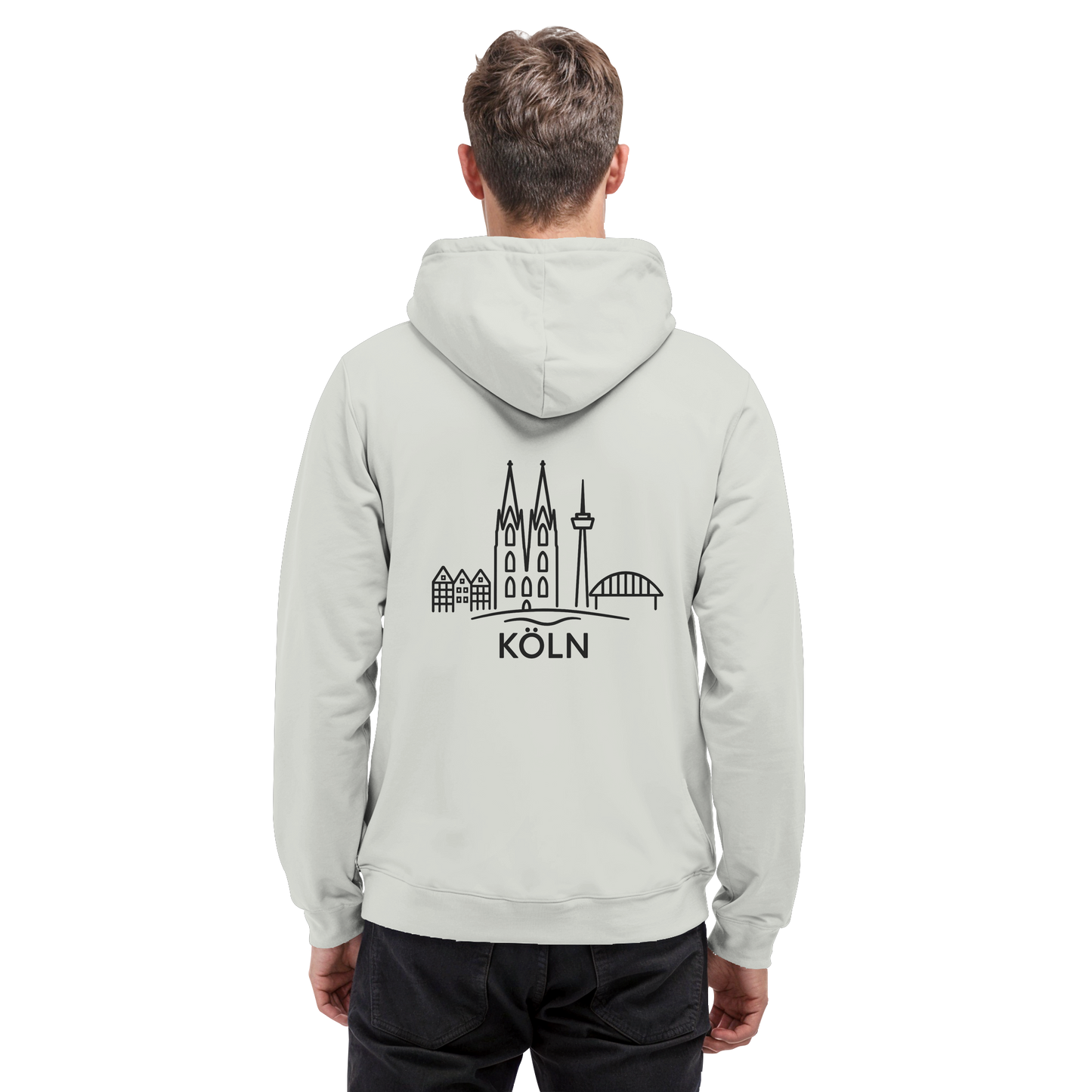 Köln Skyline (großer Druck auf dem Rücken) - Basic Unisex Hoodie
