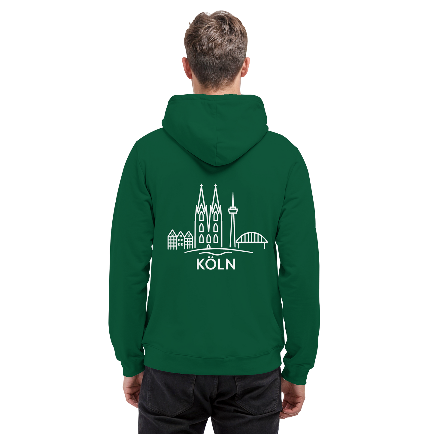 Köln Skyline (großer Druck auf dem Rücken) - Basic Unisex Hoodie