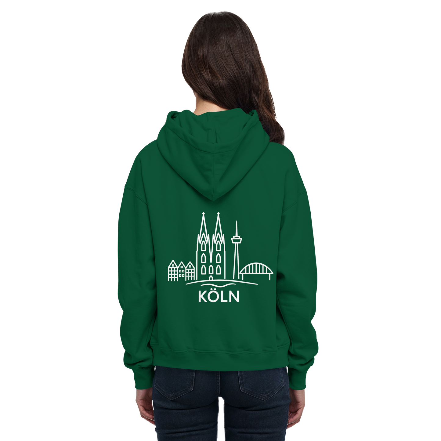 Köln Skyline (großer Druck auf dem Rücken) - Basic Unisex Hoodie