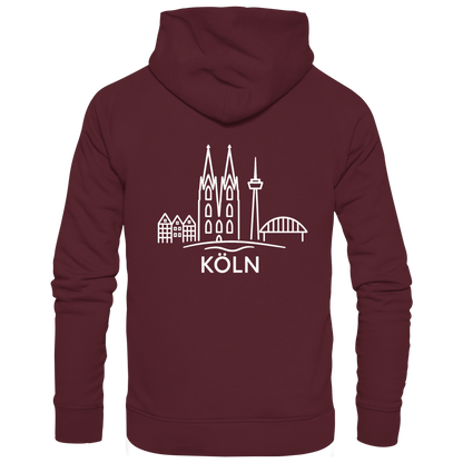 Köln Skyline (großer Druck auf dem Rücken) - Basic Unisex Hoodie