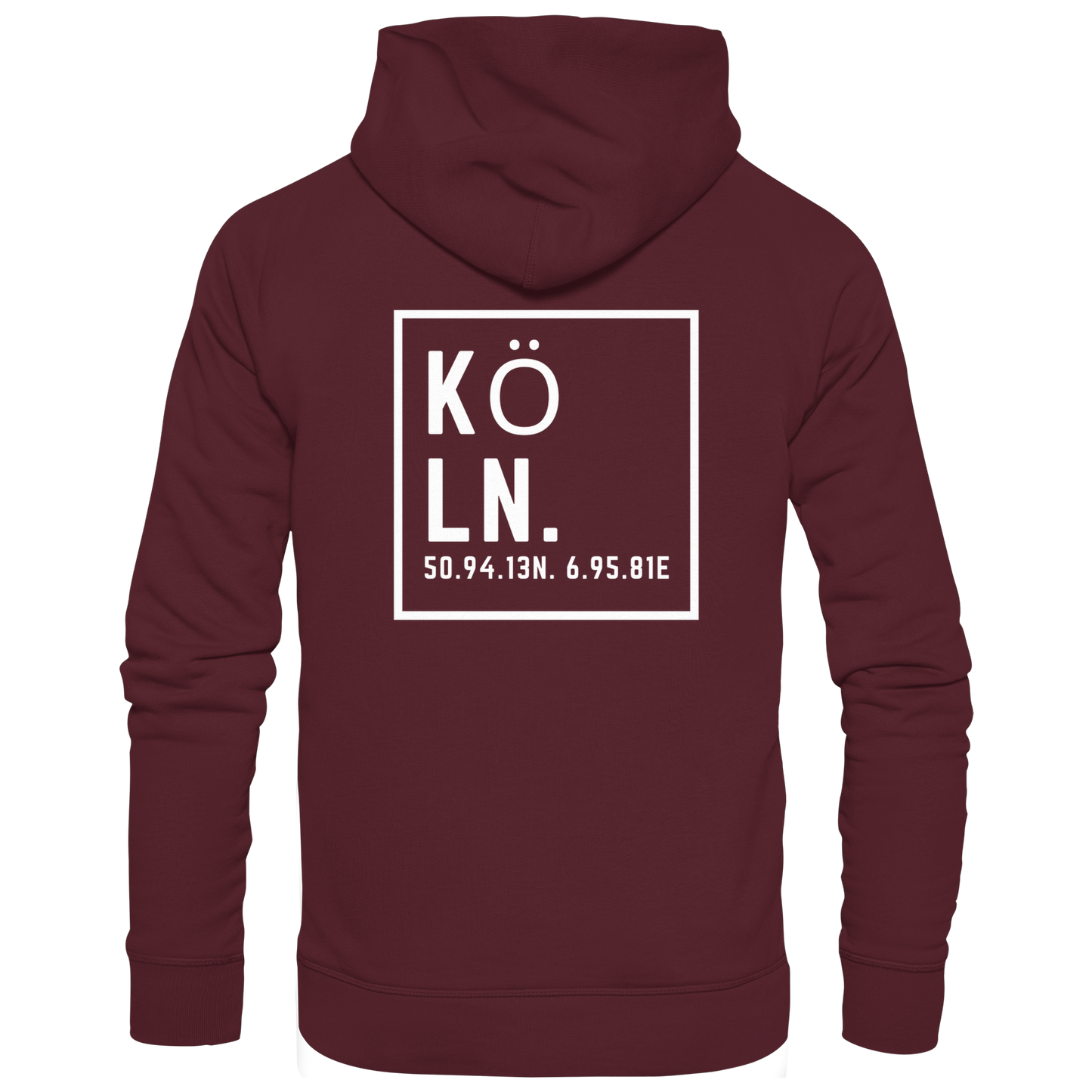 Köln Koordinaten (großer Druck auf dem Rücken) - Basic Unisex Hoodie