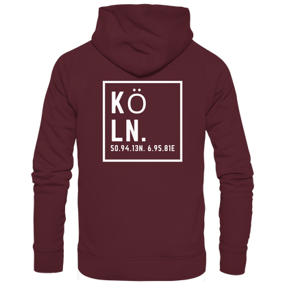 Köln Koordinaten (großer Druck auf dem Rücken) - Basic Unisex Hoodie
