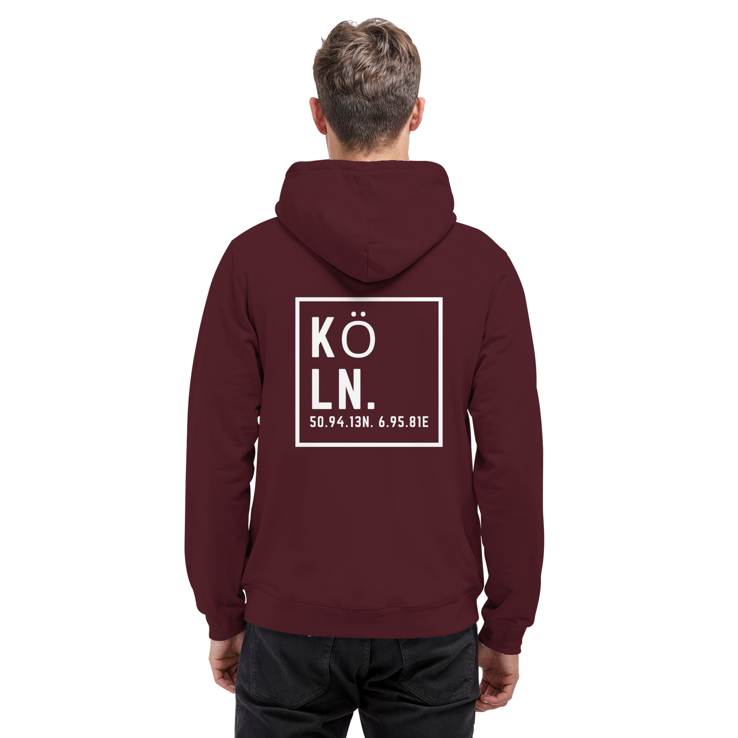 Köln Koordinaten (großer Druck auf dem Rücken) - Basic Unisex Hoodie