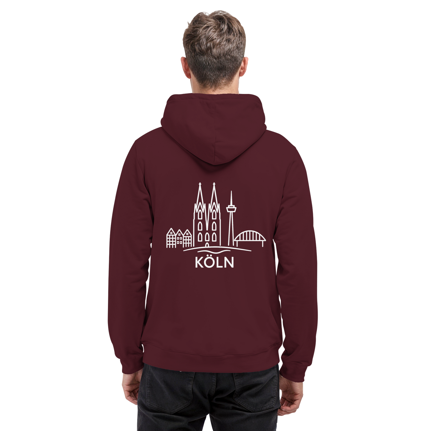 Köln Skyline (großer Druck auf dem Rücken) - Basic Unisex Hoodie