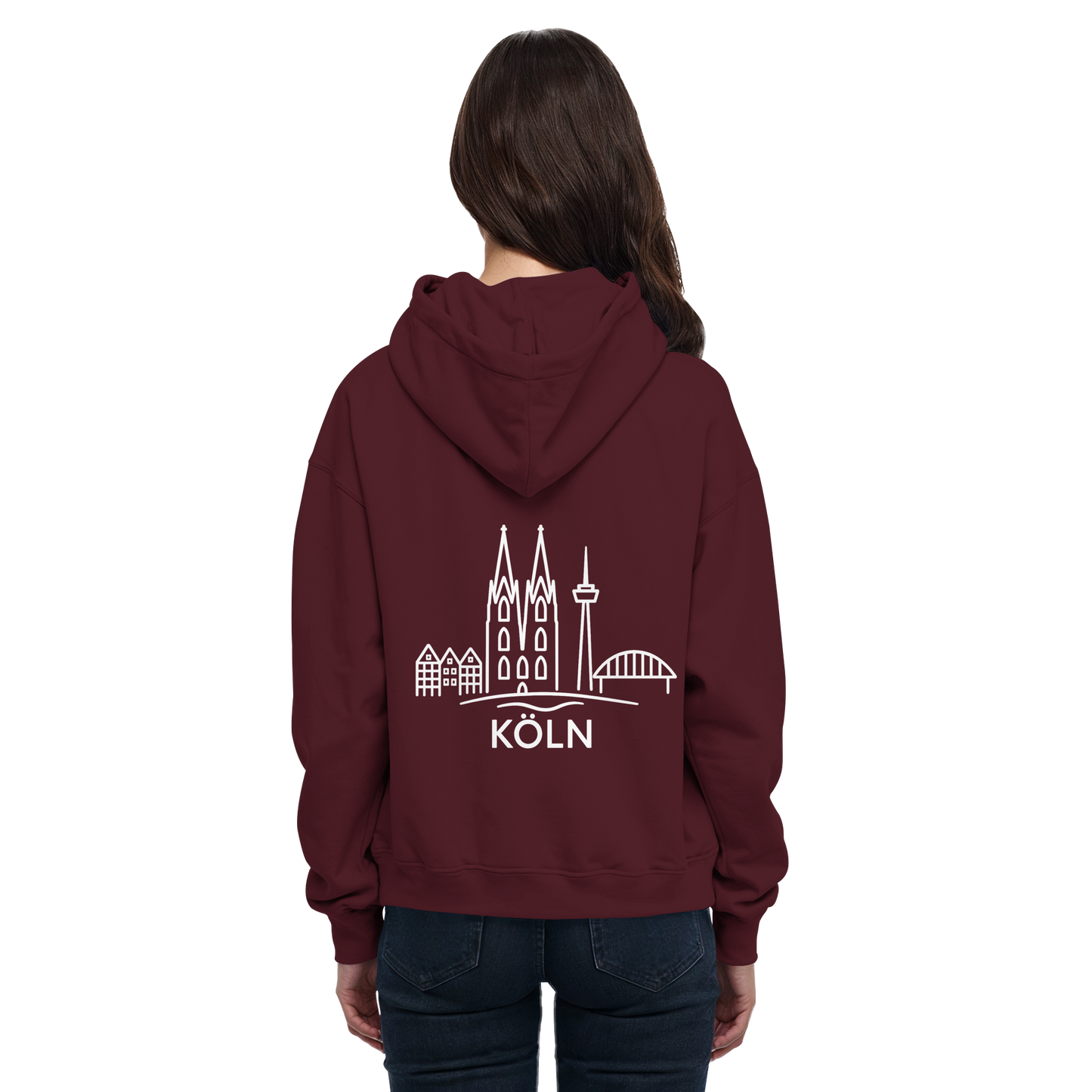 Köln Skyline (großer Druck auf dem Rücken) - Basic Unisex Hoodie