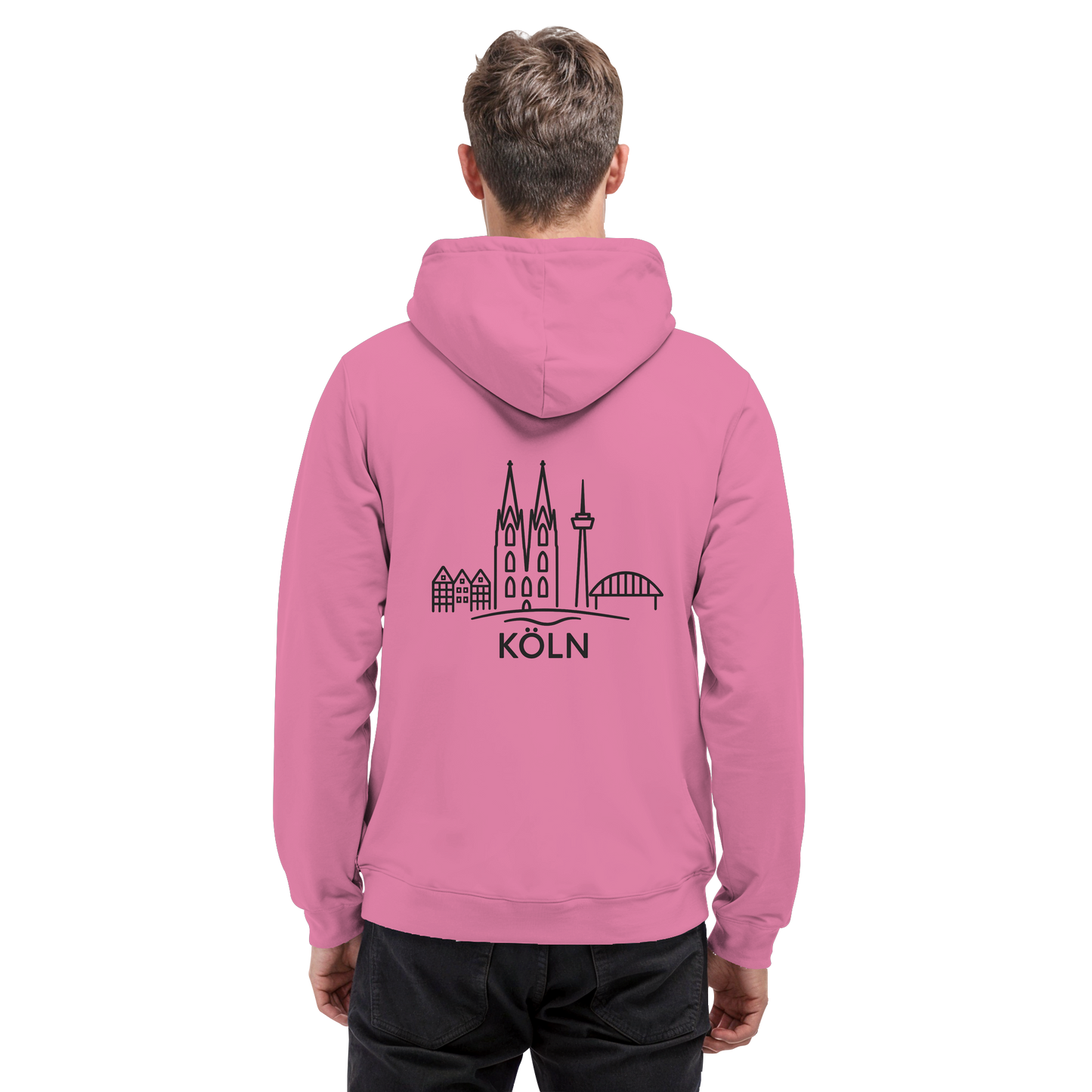 Köln Skyline (großer Druck auf dem Rücken) - Basic Unisex Hoodie