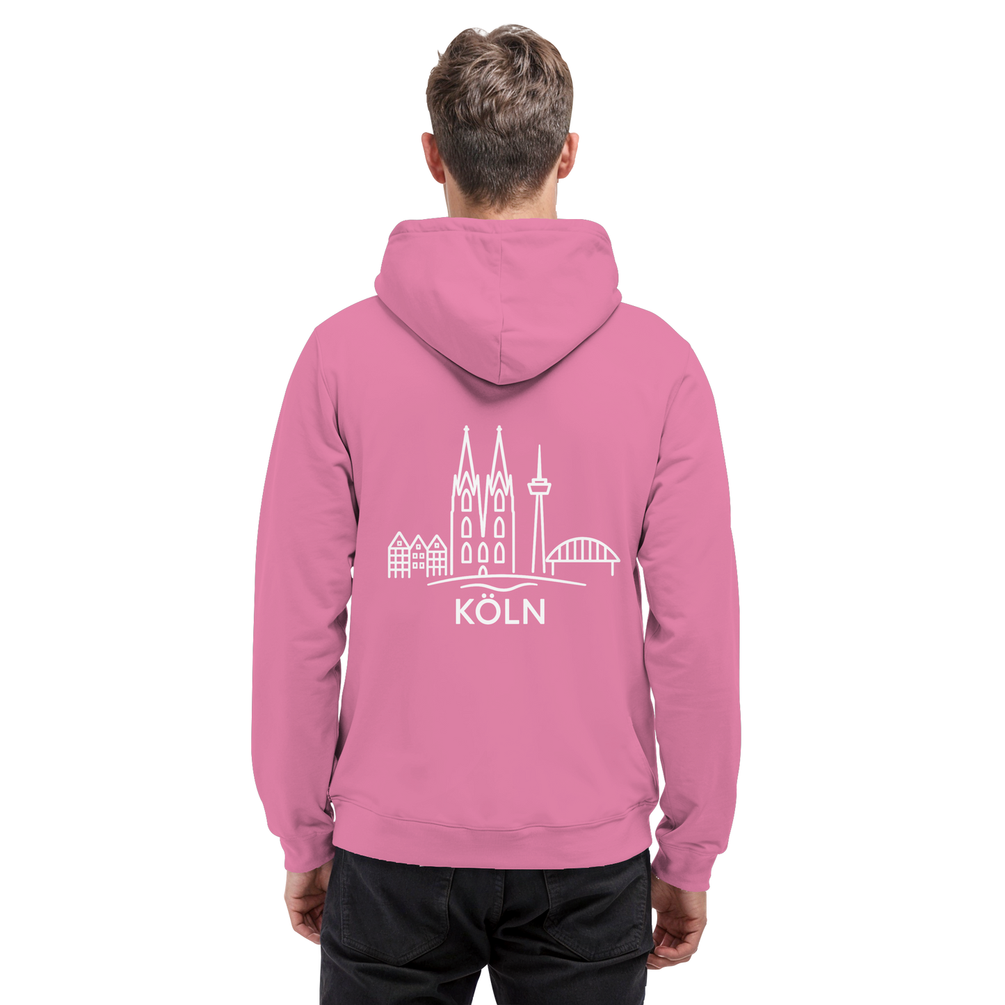 Köln Skyline (großer Druck auf dem Rücken) - Basic Unisex Hoodie