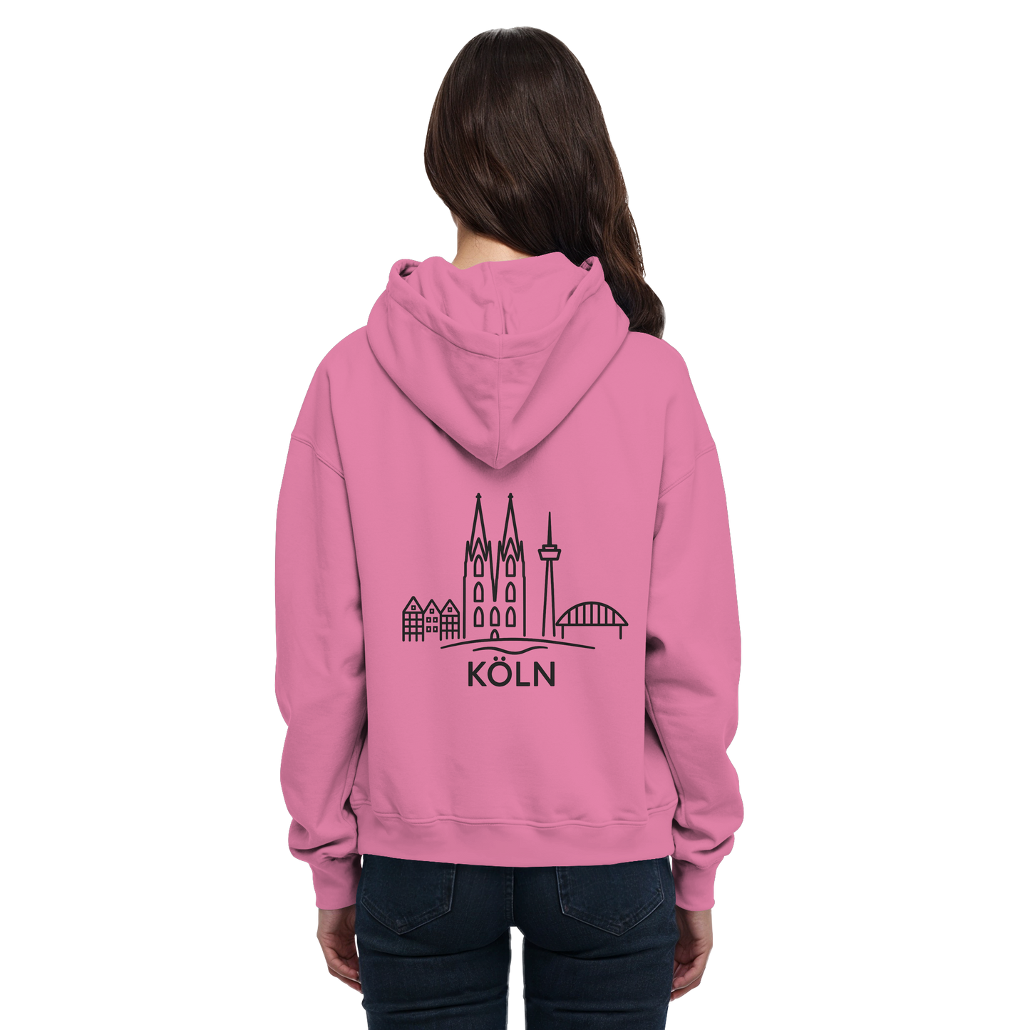 Köln Skyline (großer Druck auf dem Rücken) - Basic Unisex Hoodie