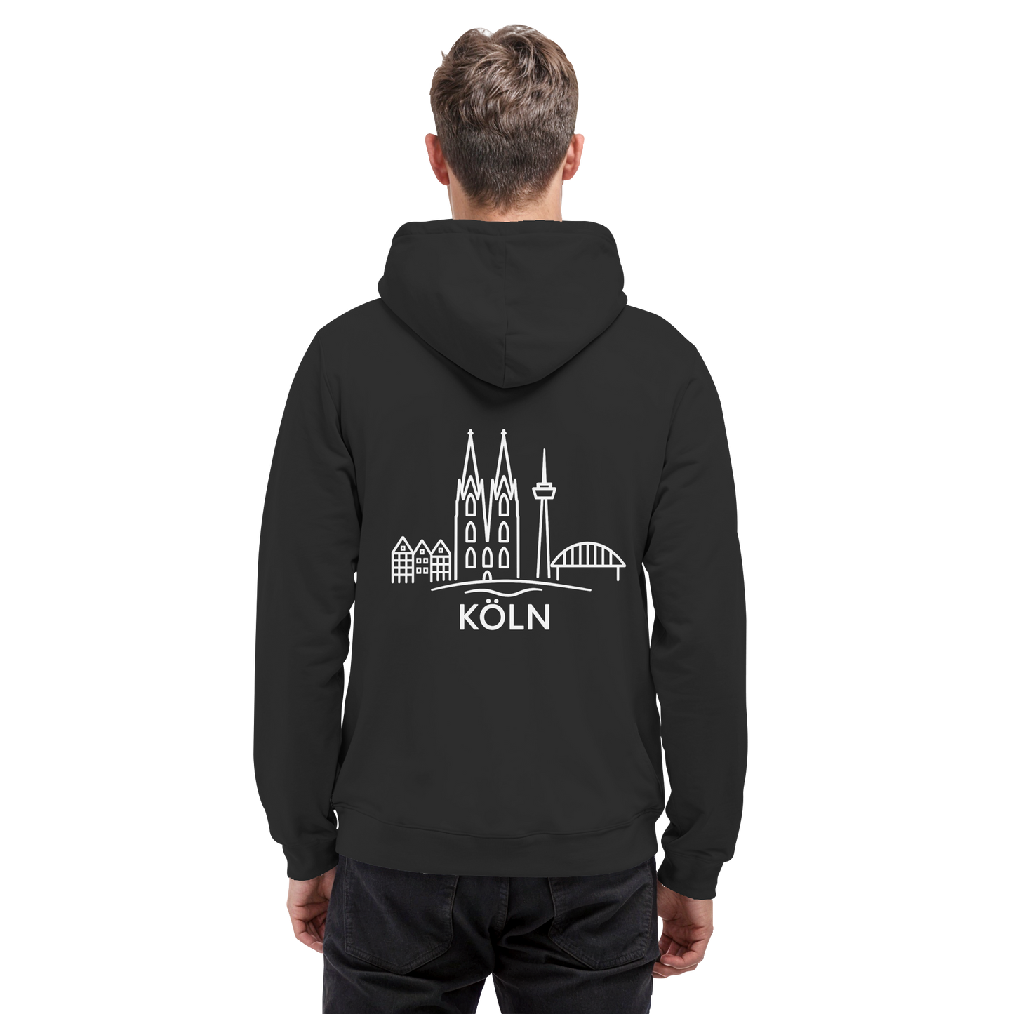 Köln Skyline (großer Druck auf dem Rücken) - Basic Unisex Hoodie