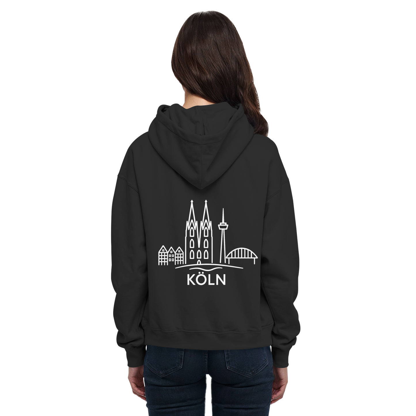 Köln Skyline (großer Druck auf dem Rücken) - Basic Unisex Hoodie