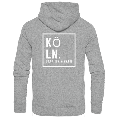 Köln Koordinaten (großer Druck auf dem Rücken) - Basic Unisex Hoodie