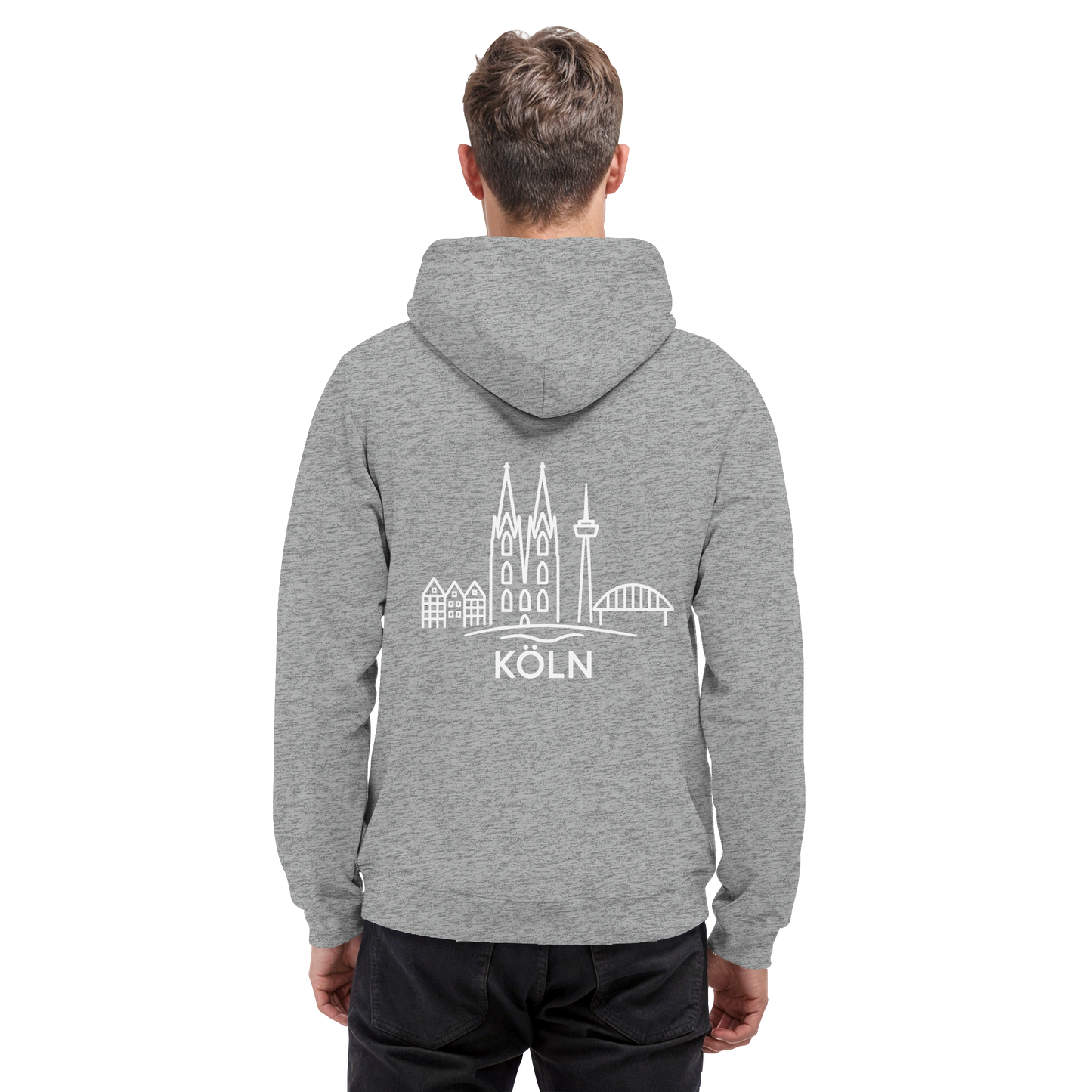 Köln Skyline (großer Druck auf dem Rücken) - Basic Unisex Hoodie