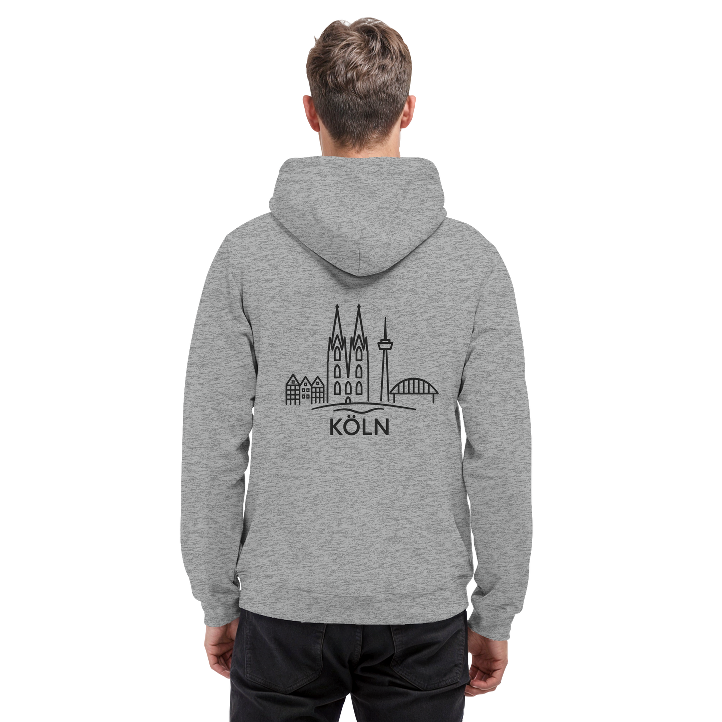 Köln Skyline (großer Druck auf dem Rücken) - Basic Unisex Hoodie