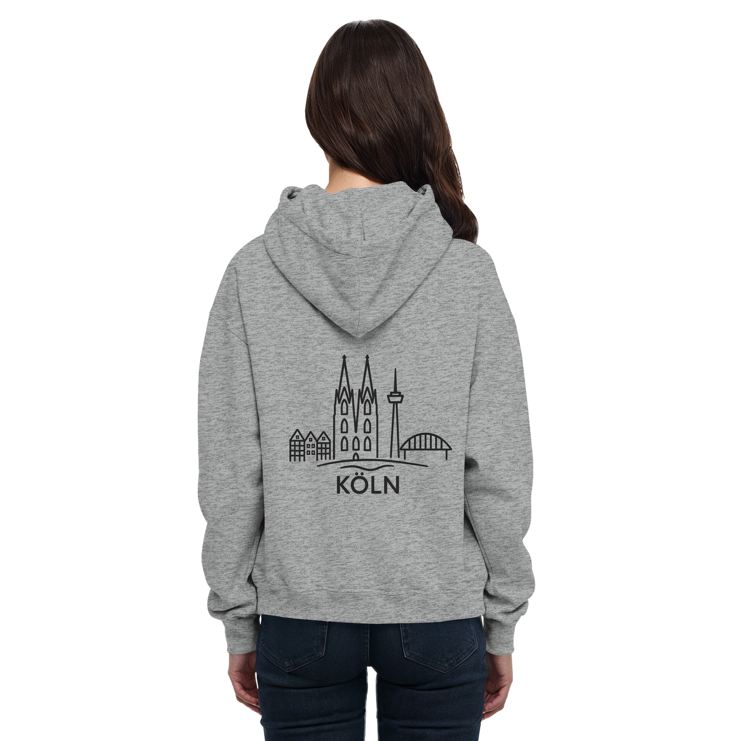 Köln Skyline (großer Druck auf dem Rücken) - Basic Unisex Hoodie