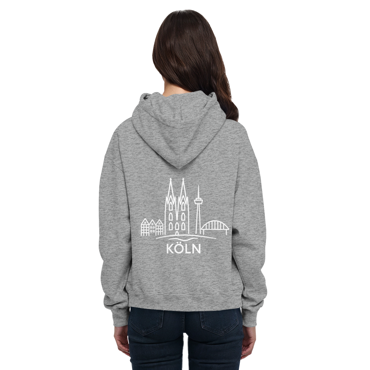 Köln Skyline (großer Druck auf dem Rücken) - Basic Unisex Hoodie