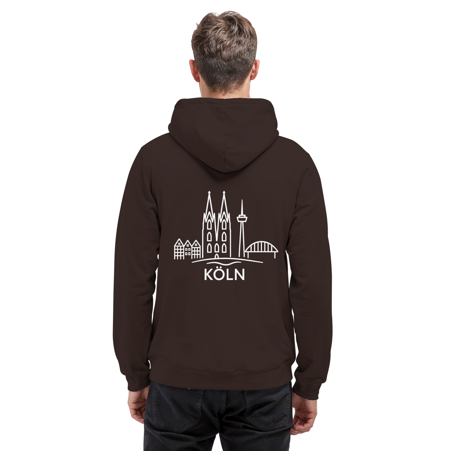 Köln Skyline (großer Druck auf dem Rücken) - Basic Unisex Hoodie