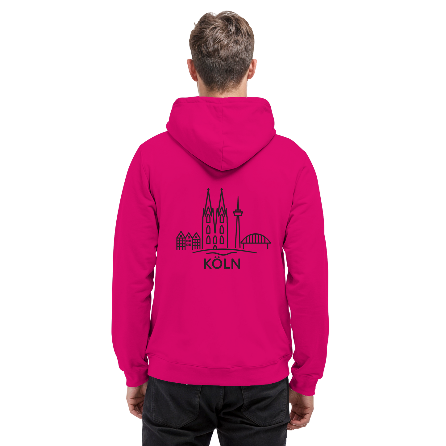 Köln Skyline (großer Druck auf dem Rücken) - Basic Unisex Hoodie