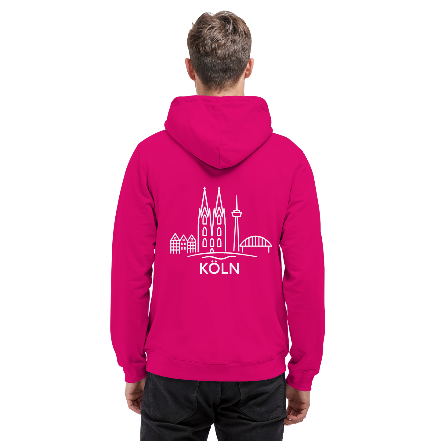 Köln Skyline (großer Druck auf dem Rücken) - Basic Unisex Hoodie