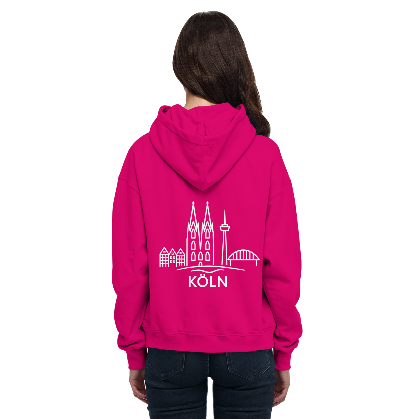 Köln Skyline (großer Druck auf dem Rücken) - Basic Unisex Hoodie