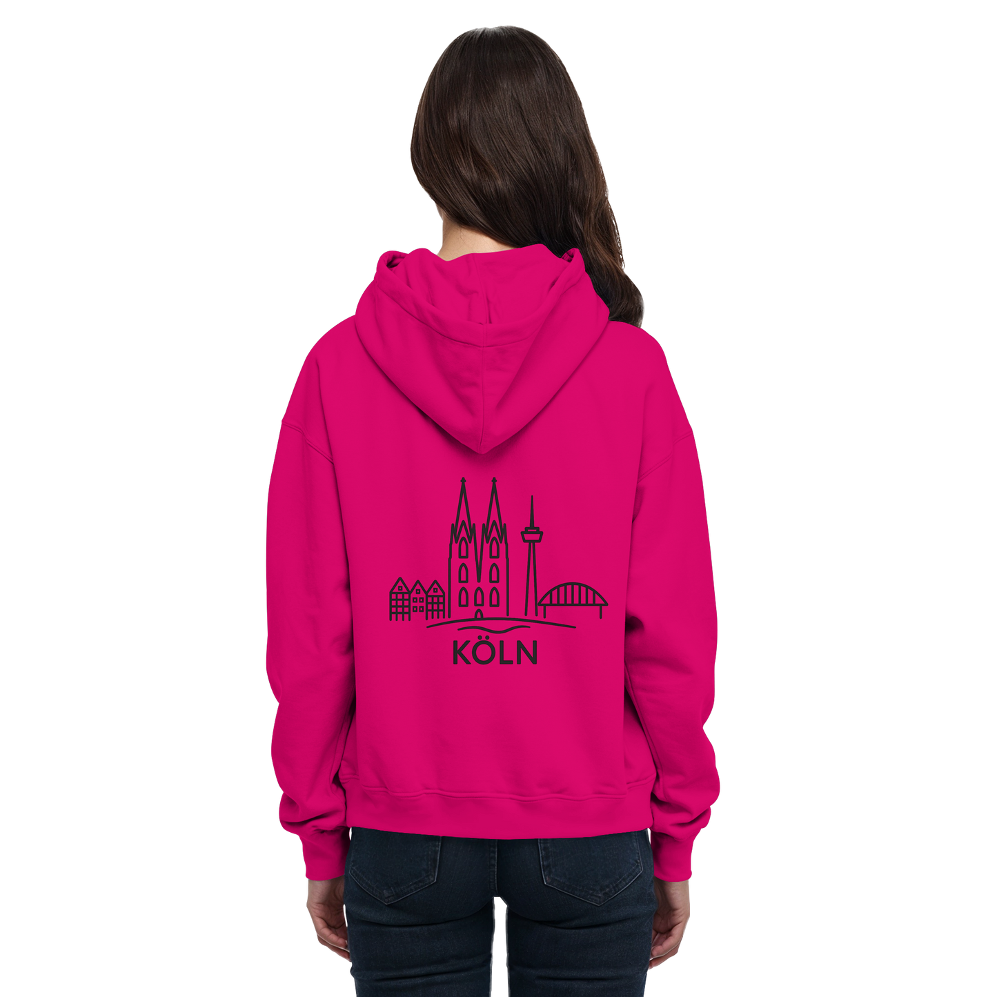 Köln Skyline (großer Druck auf dem Rücken) - Basic Unisex Hoodie