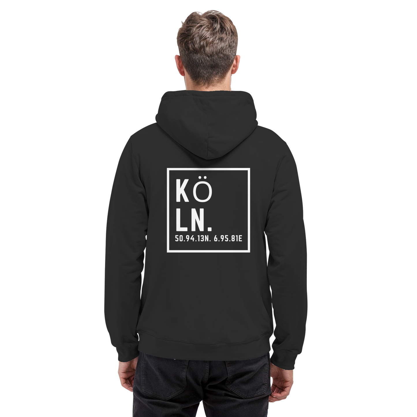 Köln Koordinaten (großer Druck auf dem Rücken) - Basic Unisex Hoodie