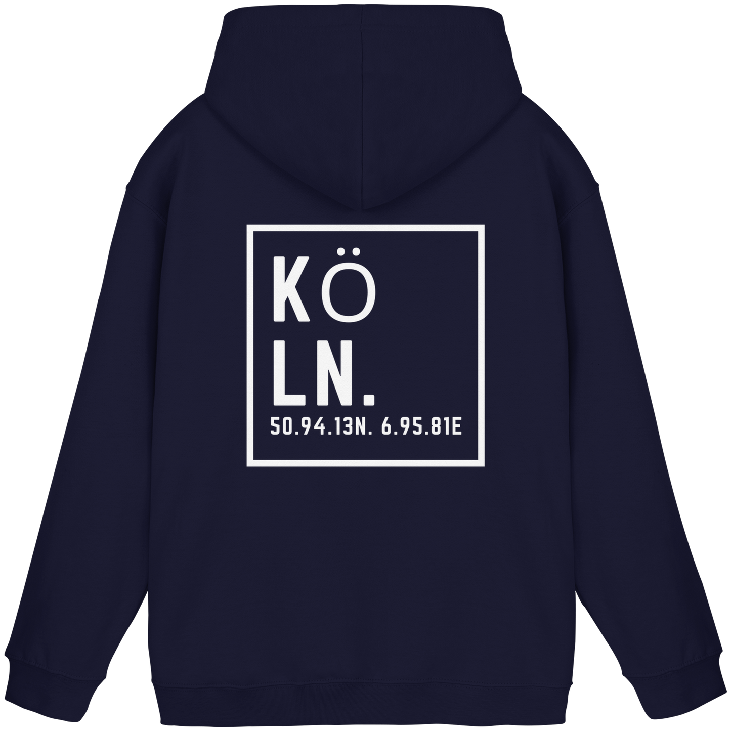 Köln Koordinaten (großer Druck auf dem Rücken) - Basic Unisex Hoodie