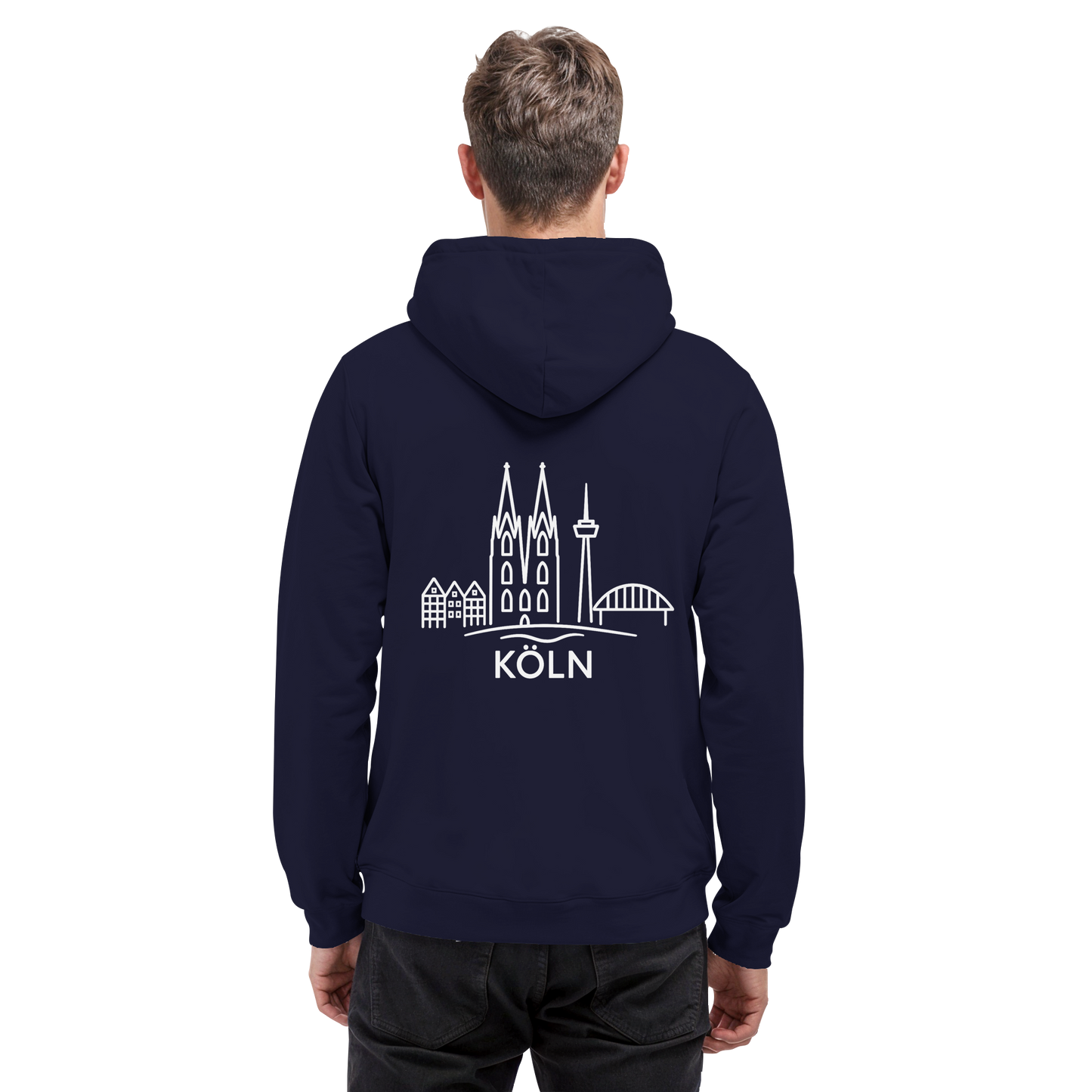 Köln Skyline (großer Druck auf dem Rücken) - Basic Unisex Hoodie
