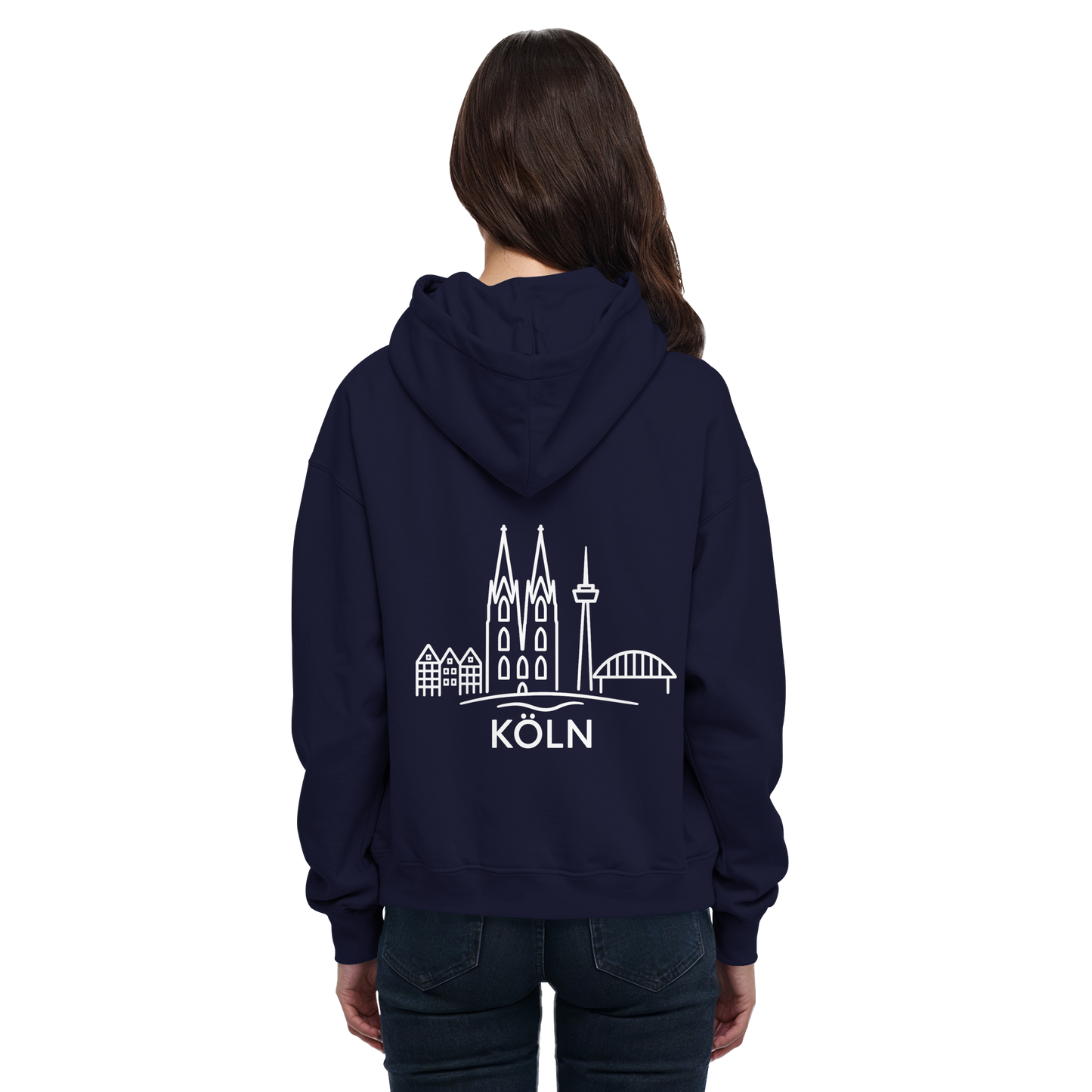 Köln Skyline (großer Druck auf dem Rücken) - Basic Unisex Hoodie