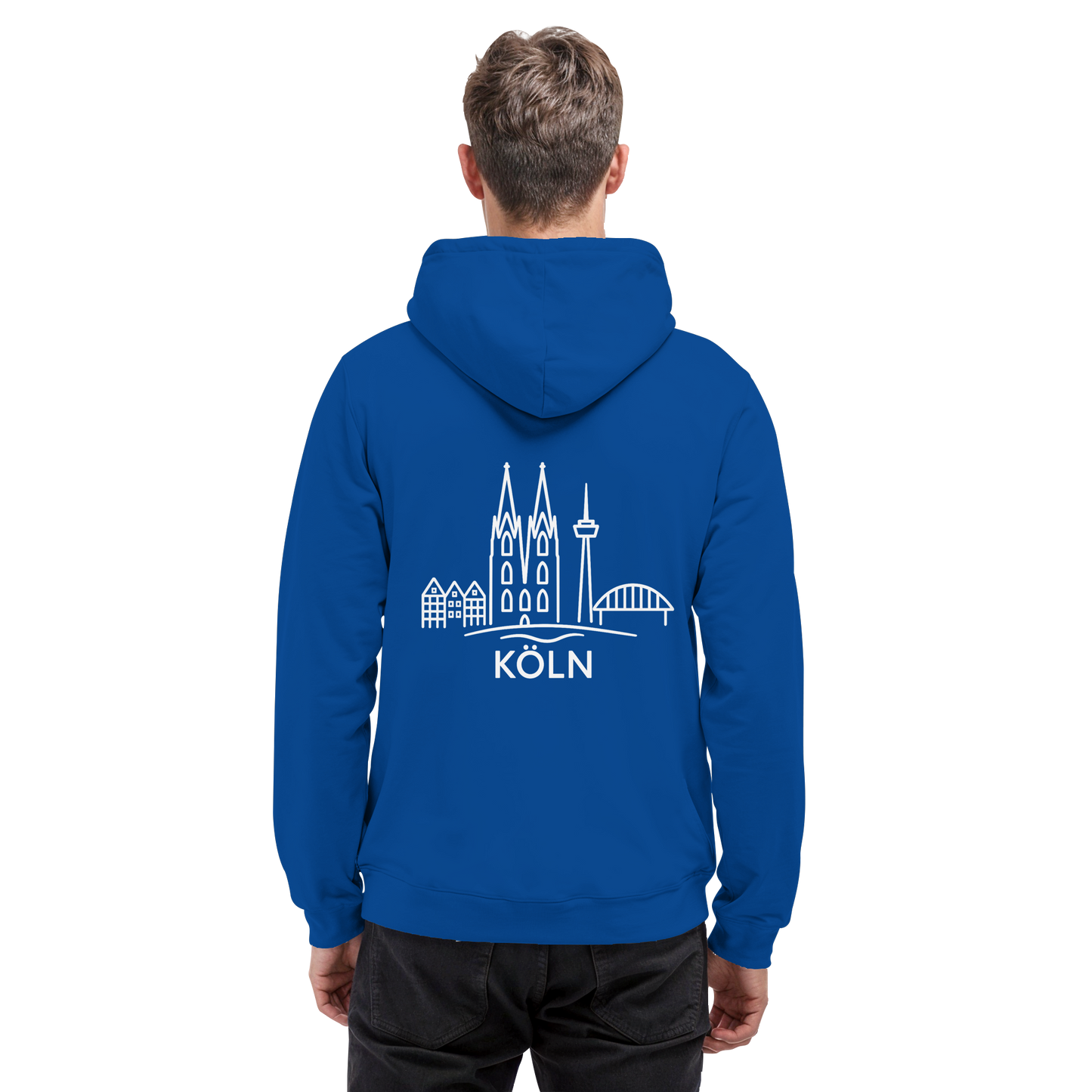 Köln Skyline (großer Druck auf dem Rücken) - Basic Unisex Hoodie