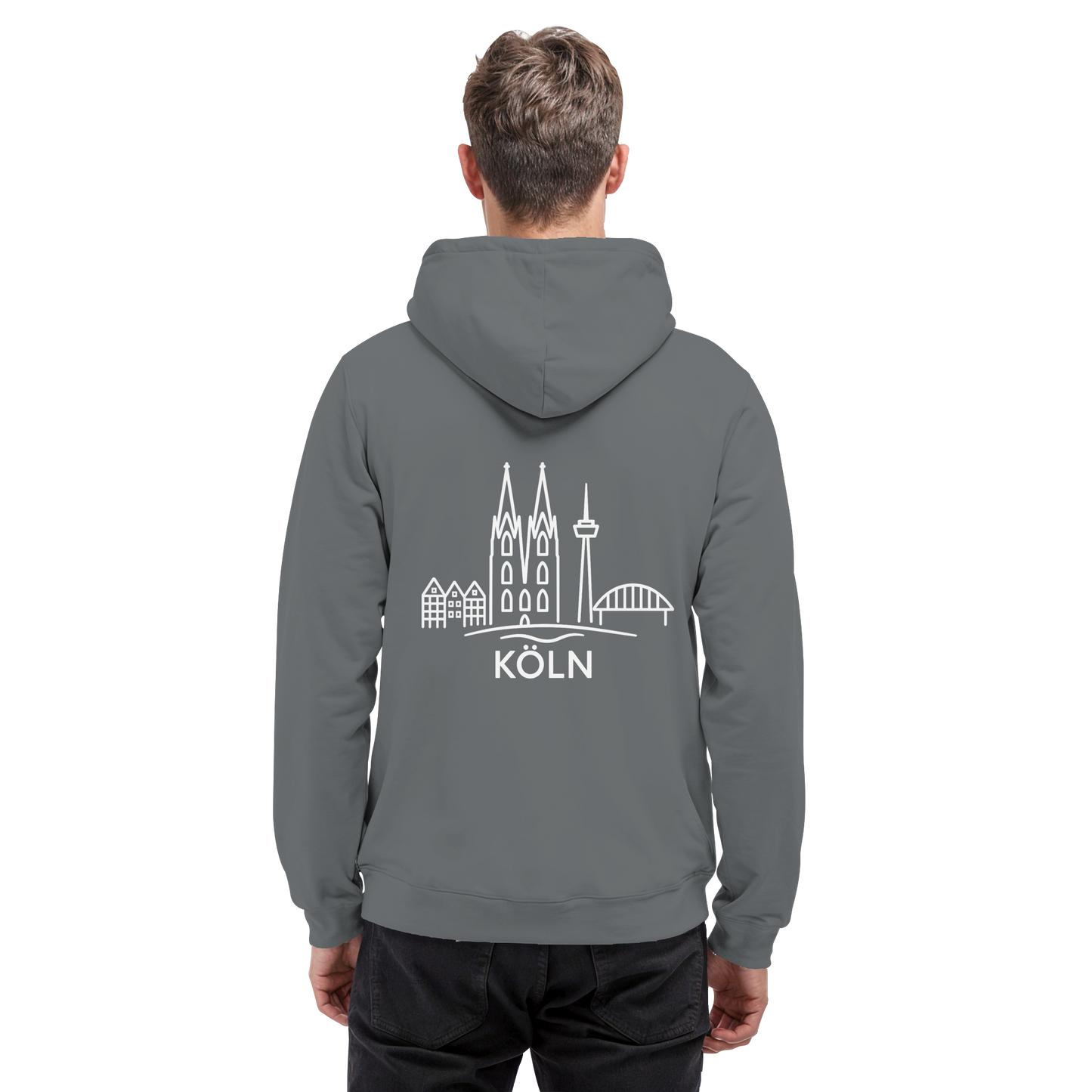 Köln Skyline (großer Druck auf dem Rücken) - Basic Unisex Hoodie