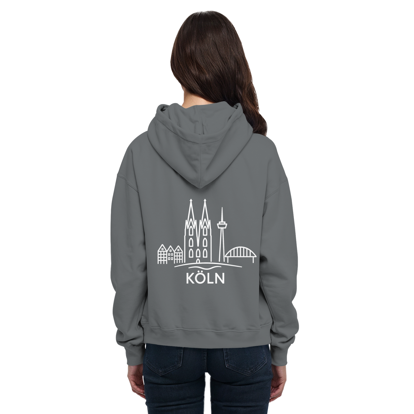 Köln Skyline (großer Druck auf dem Rücken) - Basic Unisex Hoodie