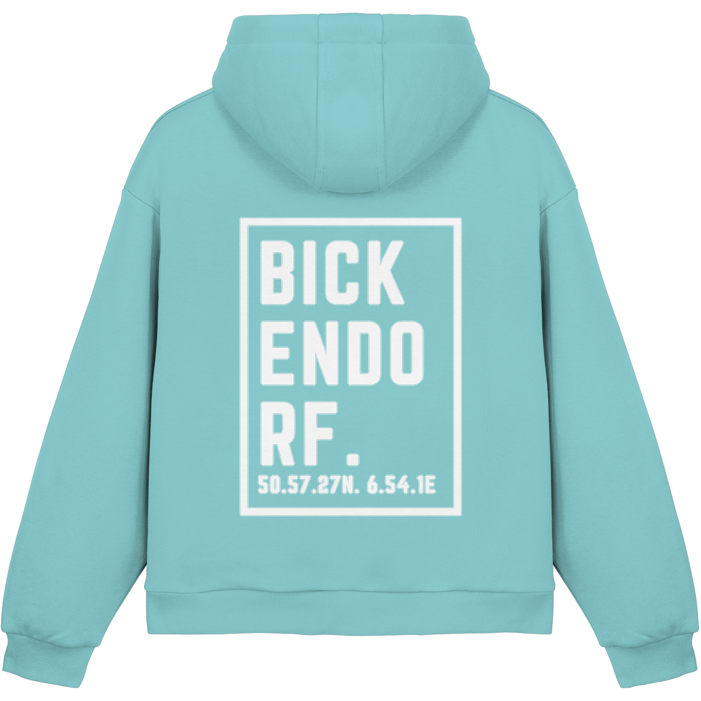 Bickendorf Koordinaten (großer Druck auf dem Rücken) - Fluffy Boxcut Hoodie
