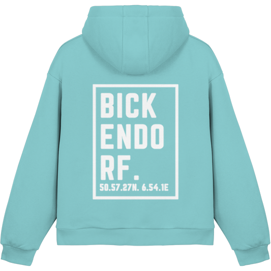 Bickendorf Koordinaten (großer Druck auf dem Rücken) - Fluffy Boxcut Hoodie