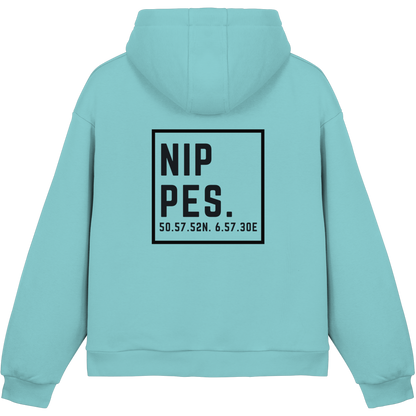 Nippes Koordinaten (großer Druck auf dem Rücken) - Fluffy Boxcut Hoodie