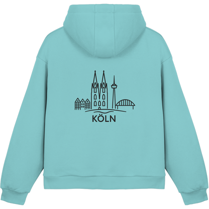 Köln Skyline (großer Druck auf dem Rücken) - Fluffy Boxcut Hoodie