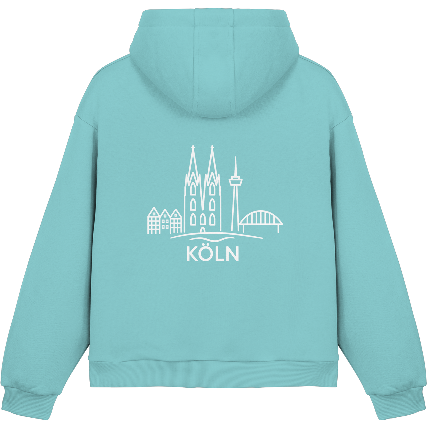Köln Skyline (großer Druck auf dem Rücken) - Fluffy Boxcut Hoodie