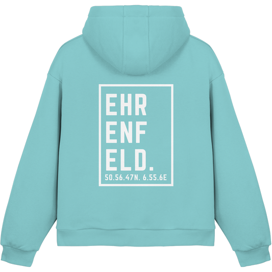 Ehrenfeld Koordinaten (großer Druck auf dem Rücken) - Fluffy Boxcut Hoodie