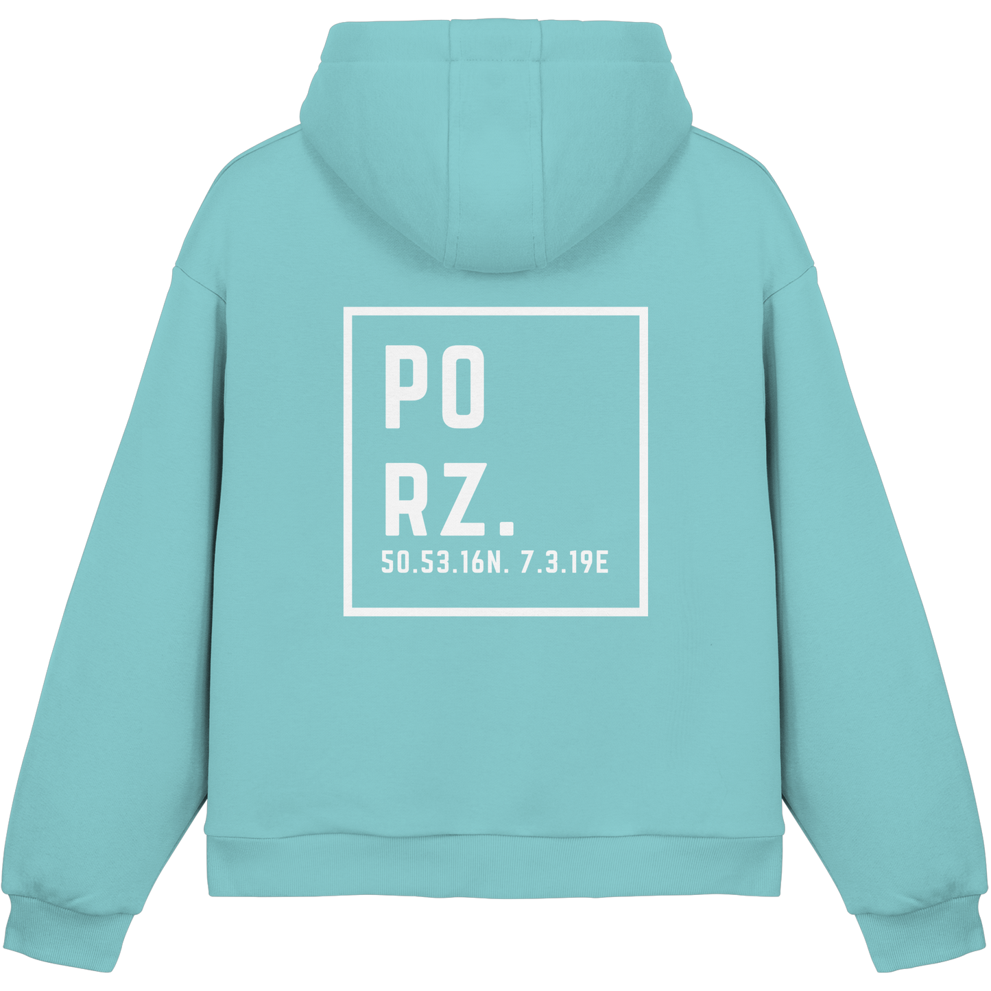 Porz Koordinaten (großer Druck Rücken) - Fluffy Boxcut Hoodie