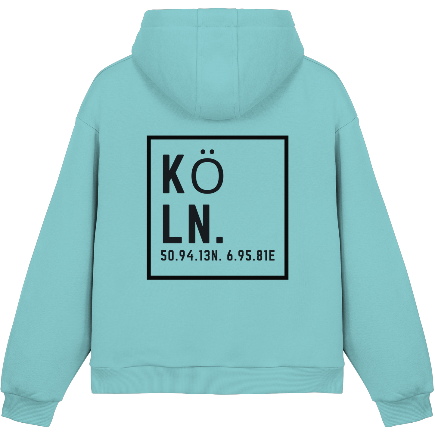 Köln Koordinaten (großer Druck auf dem Rücken) - Fluffy Boxcut Hoodie