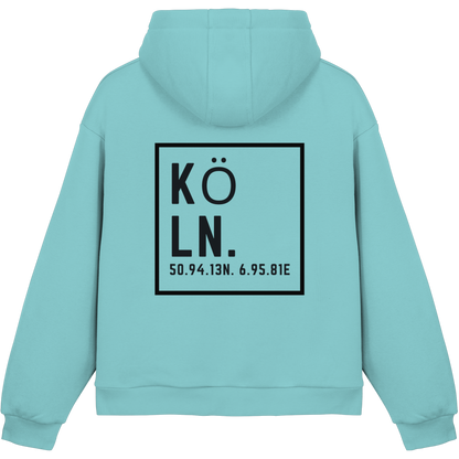 Köln Koordinaten (großer Druck auf dem Rücken) - Fluffy Boxcut Hoodie